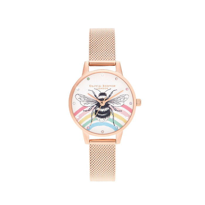 Olivia Burton Watch Illustrated Animals Ionic Plated Rose Gold Steel OB16WL90