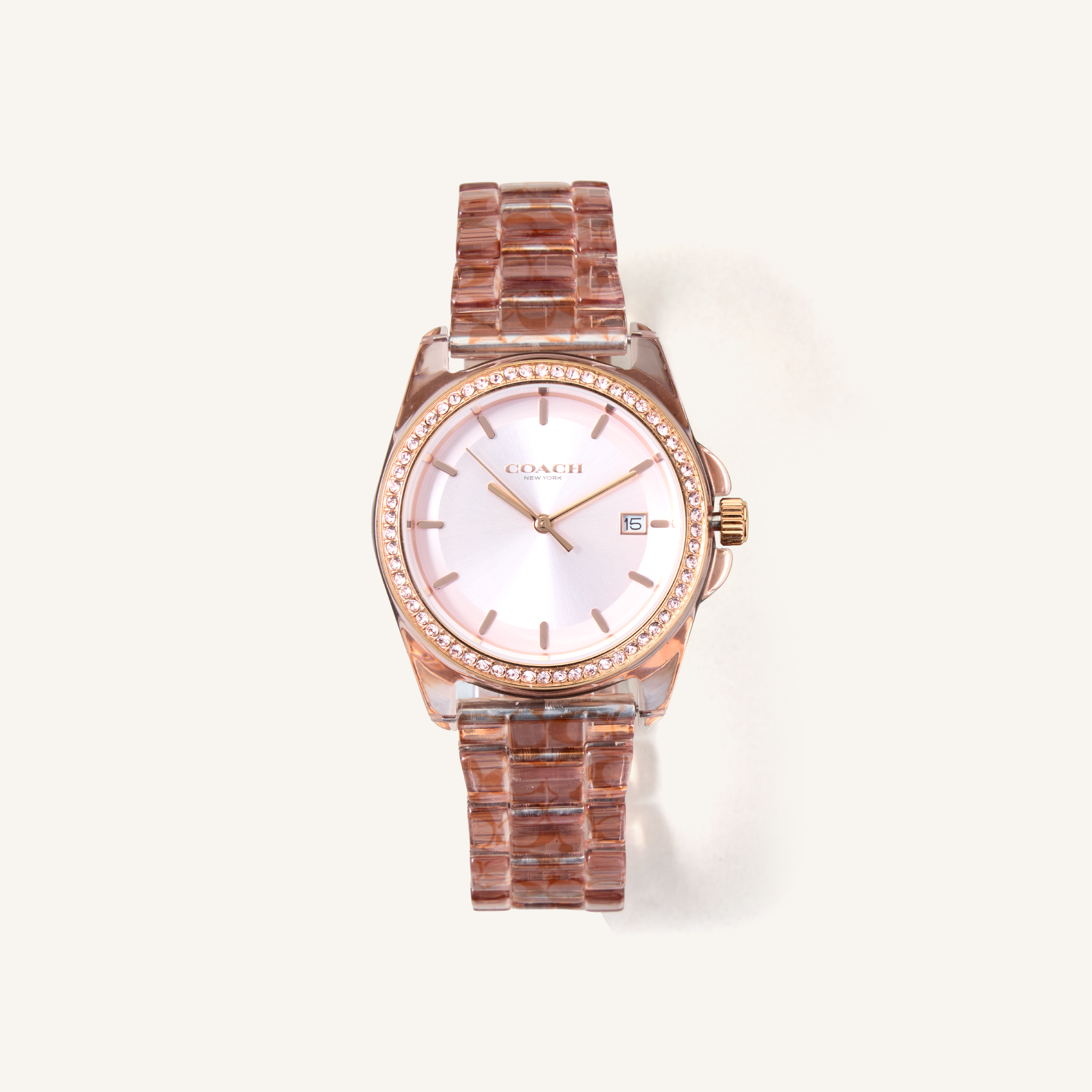 Coach watch rose gold New Authentic Coach Perfect Boyfriend Rose Gold Crystals  main image 3