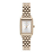 Olivia Burton Watch Classic 21mm Rectangle White & Carnation Gold Bracelet 24000014