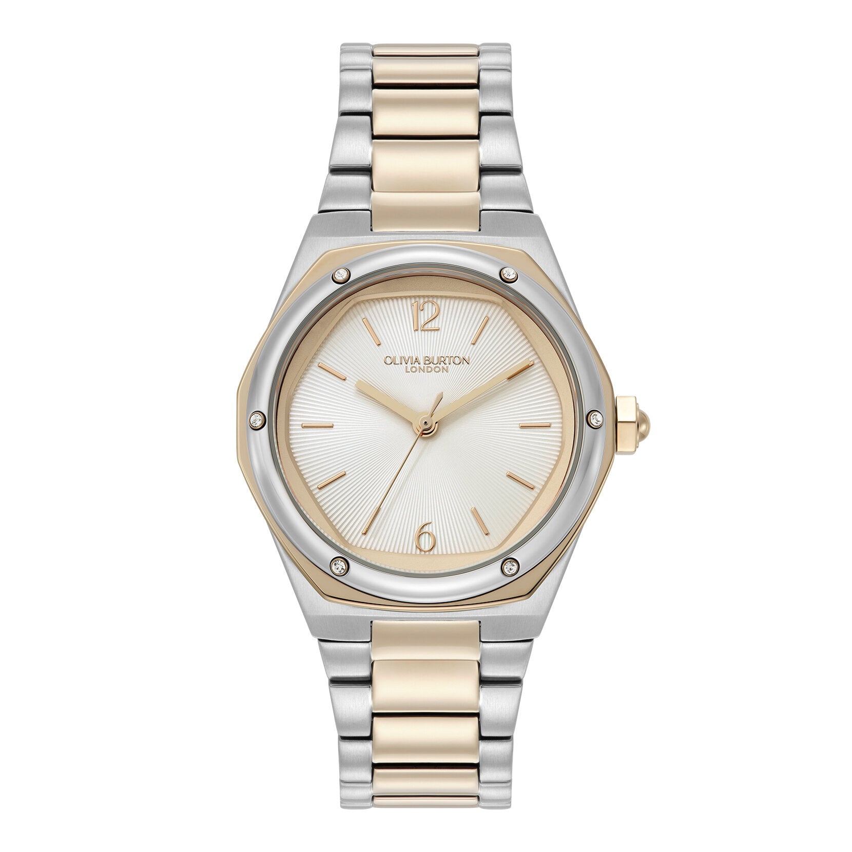 Olivia Burton Watch Sports Luxe 33mm Hexa White & Two Tone Bracelet 24000233