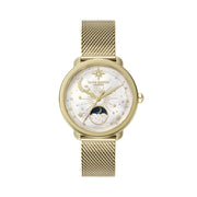 Olivia Burton Watch Celestial 34mm Moon Phase White & Gold Mesh 24000299