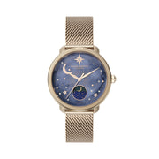 Olivia Burton Watch Celestial 34mm Moon Phase Navy & Rose Gold Mesh 24000300
