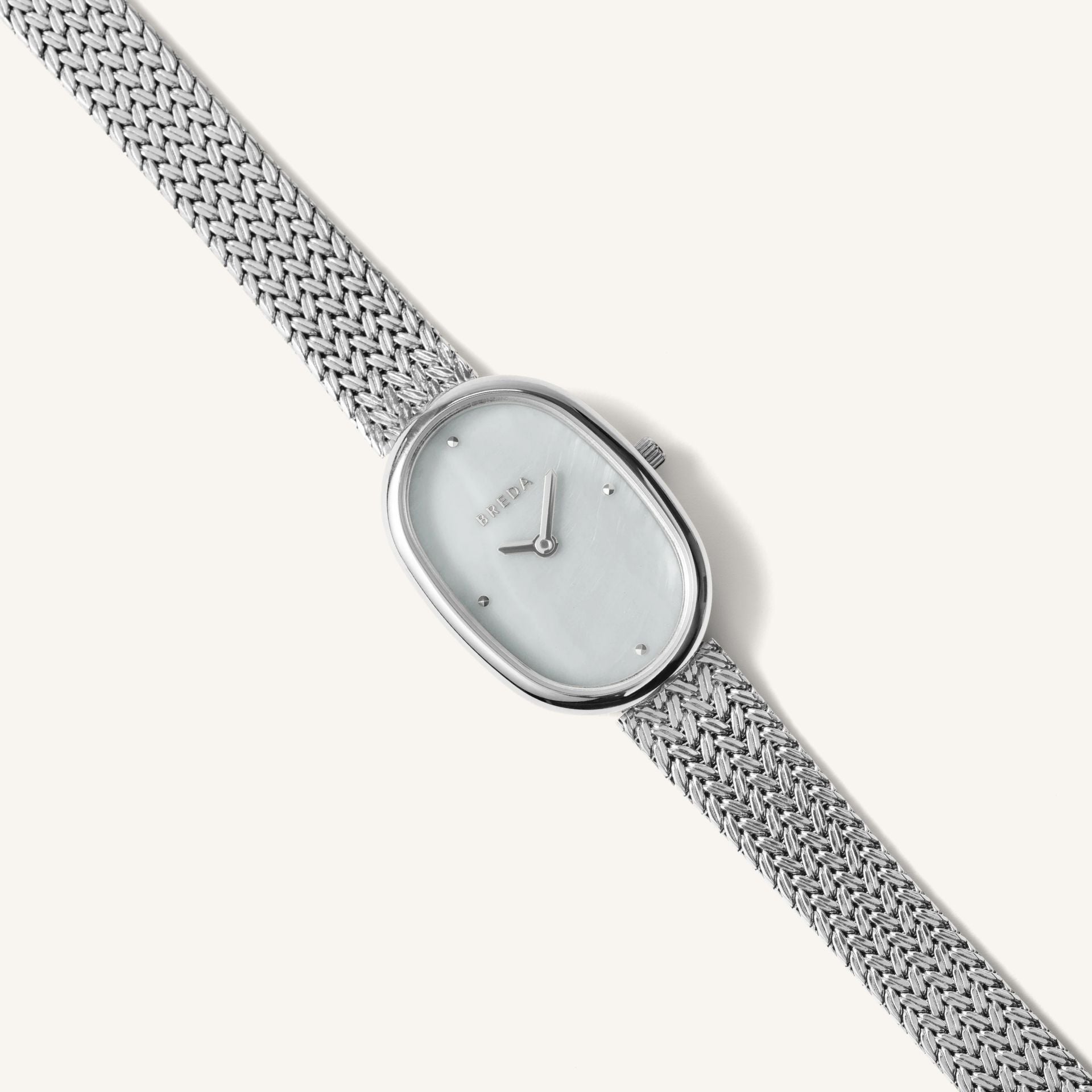 Breda Jane Tethered Unisex Watch of Silver/Silver/Pearl Stainless Steel, 23mm, 1741M