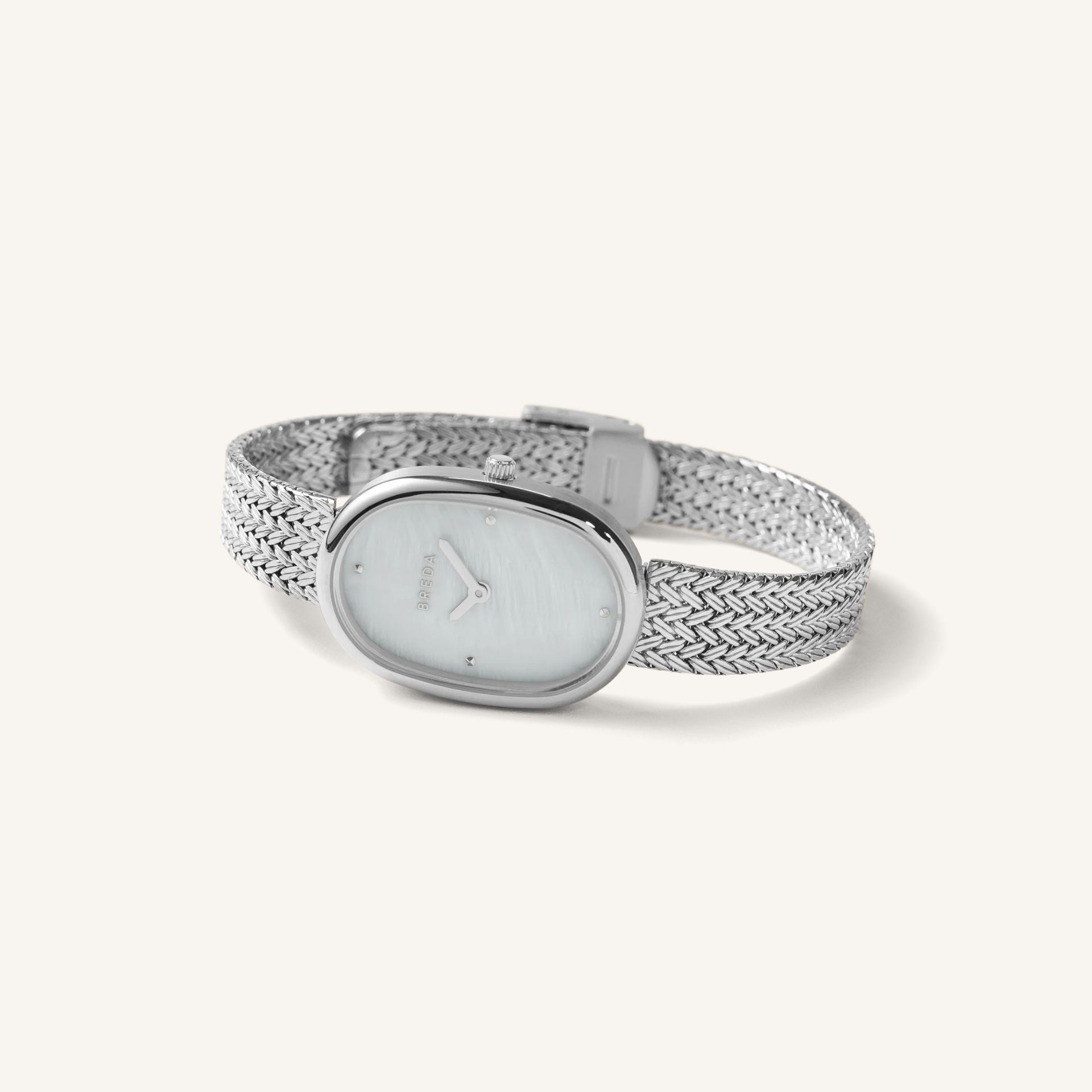 Breda Jane Tethered Unisex Watch of Silver/Silver/Pearl Stainless Steel, 23mm, 1741M