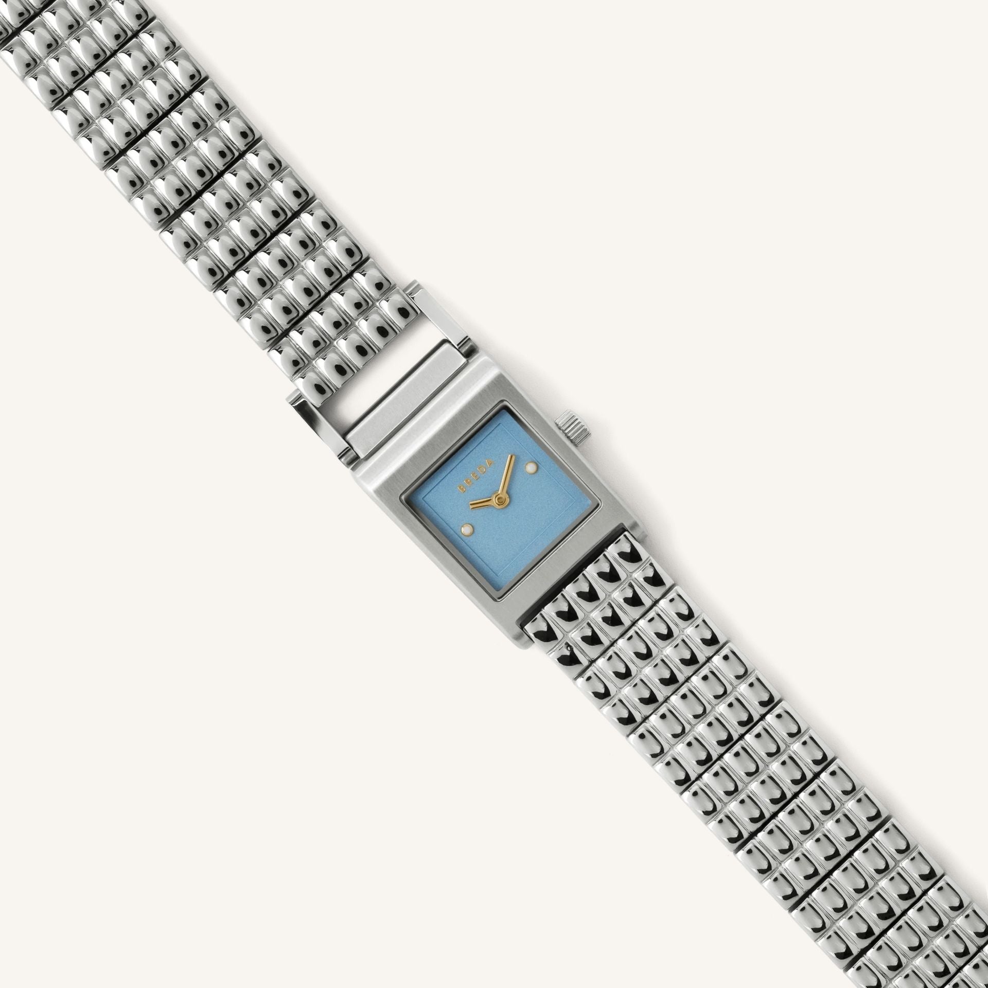 Breda Revel Unisex Watch of Silver/Silver/Sky Stainless Steel, 18mm, 1746A