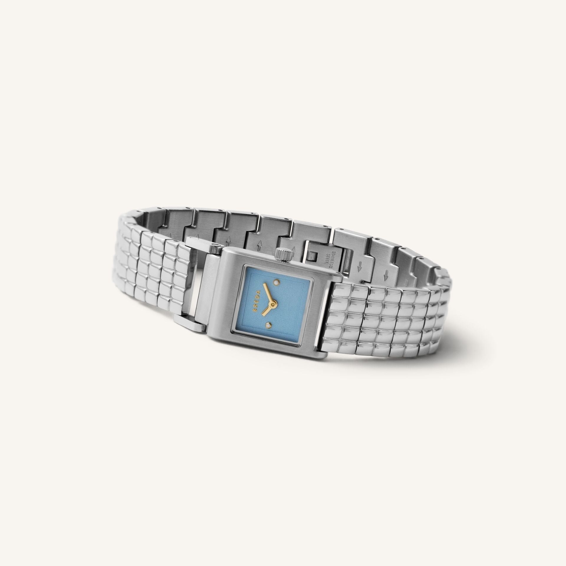 Breda Revel Unisex Watch of Silver/Silver/Sky Stainless Steel, 18mm, 1746A