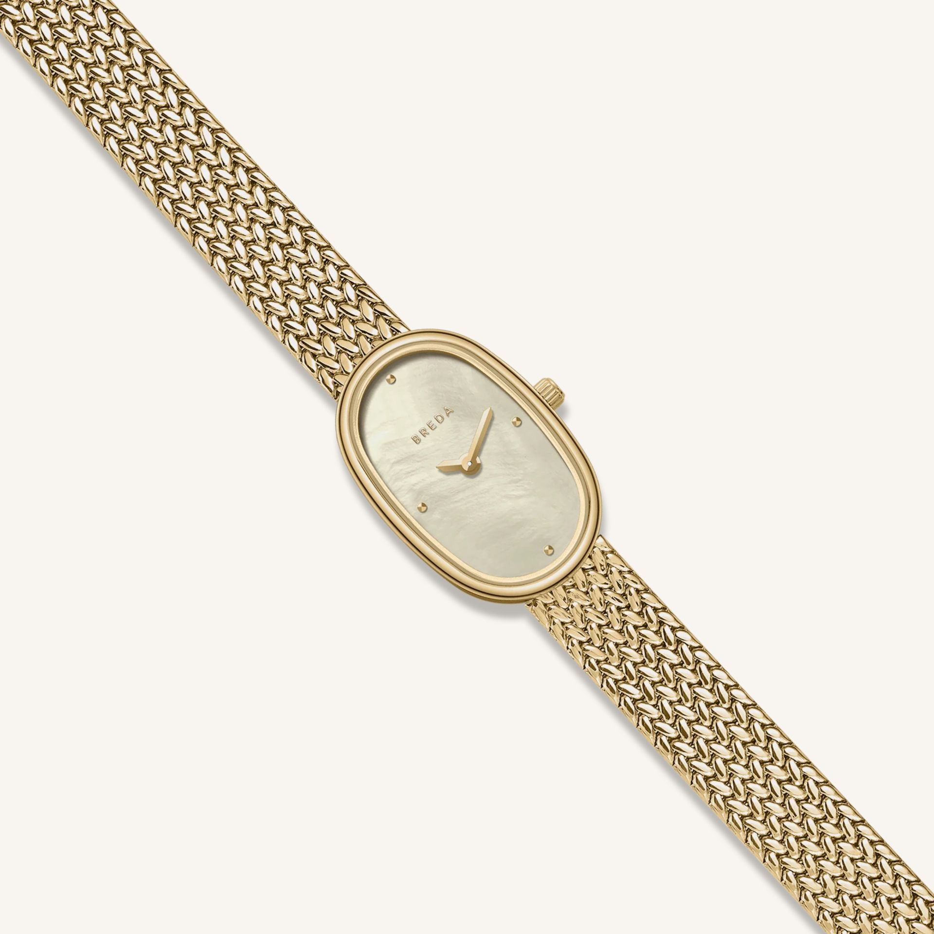 Breda Jane (Tethered) Small Women's Watch of Gold Stainless Steel/Mesh Bracelet, 18mm, 1757A