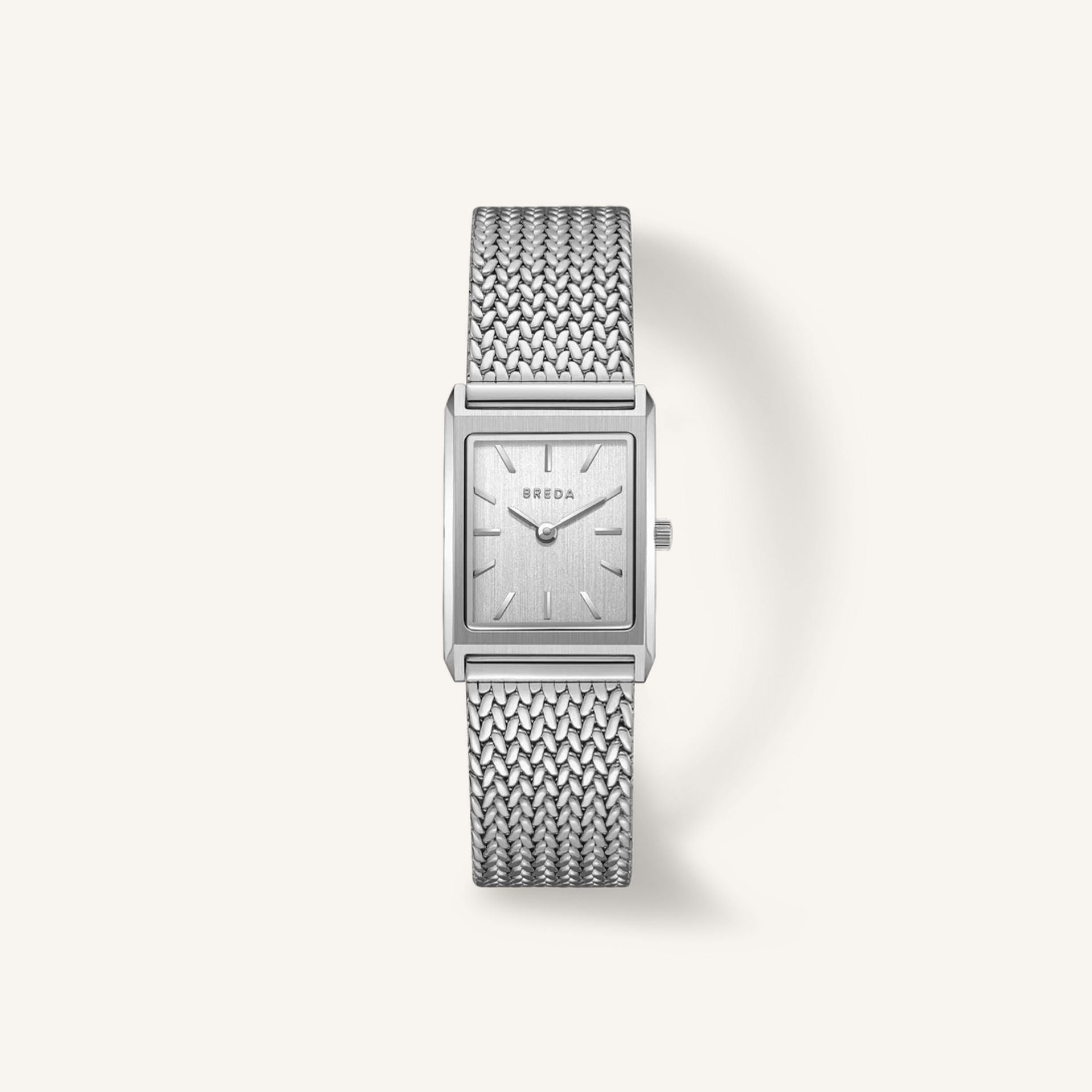 Breda Virgil (Tethered) Small Unisex Watch of Silver Stainless Steel/Mesh Bracelet, 20mm, 1758B