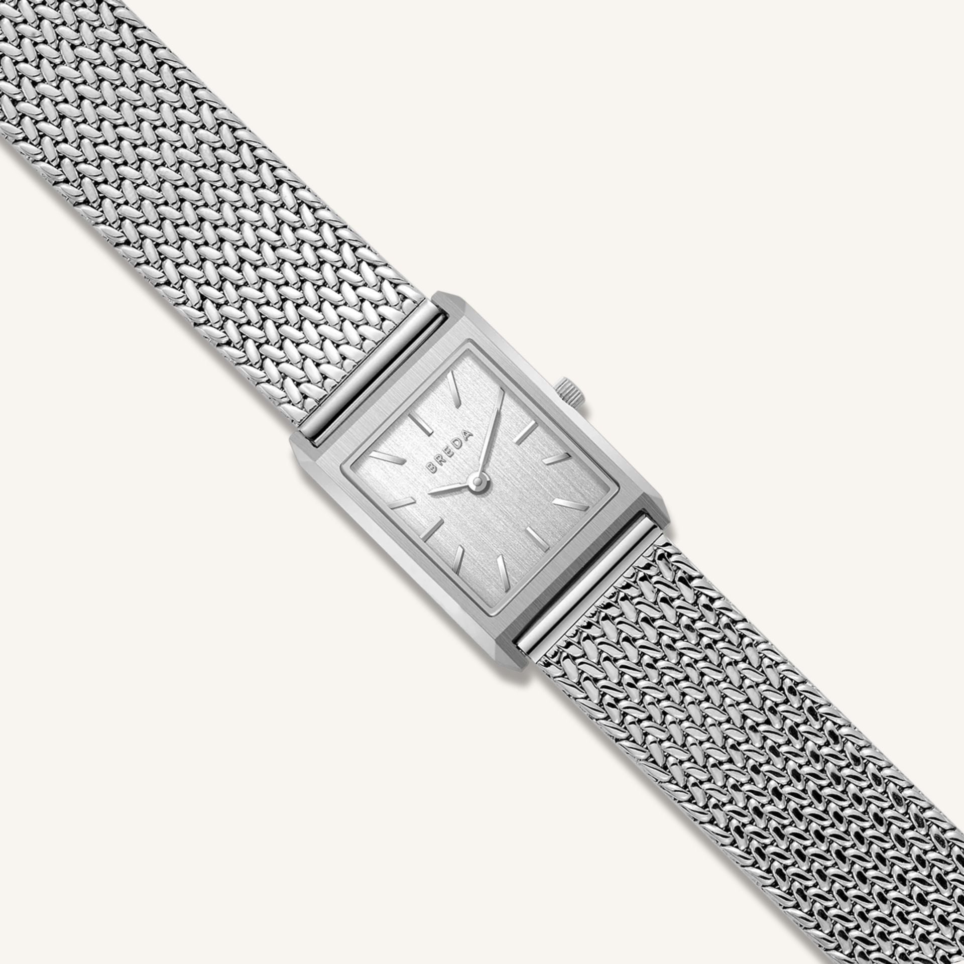 Breda Virgil (Tethered) Small Unisex Watch of Silver Stainless Steel/Mesh Bracelet, 20mm, 1758B