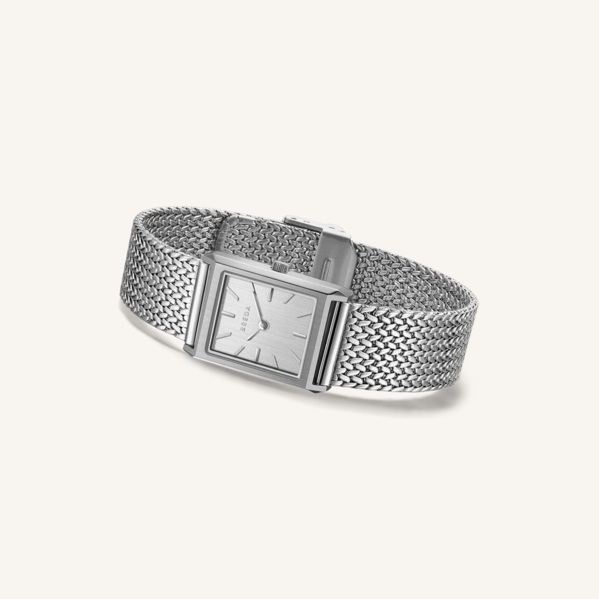 Breda Virgil (Tethered) Small Unisex Watch of Silver Stainless Steel/Mesh Bracelet, 20mm, 1758B