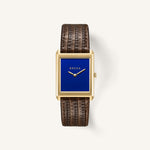 Breda Virgil Lizard-Embossed Unisex Watch of Gold/Navy/Brown Stainless Steel/Lizard Embossed Leather, 26mm, 1763B