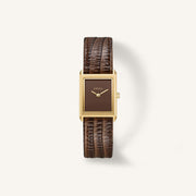 Breda Virgil (Lizard-Embossed) Unisex Watch of Gold/Brown Stainless Steel/Lizard Embossed Leather, 20mm, 1765C