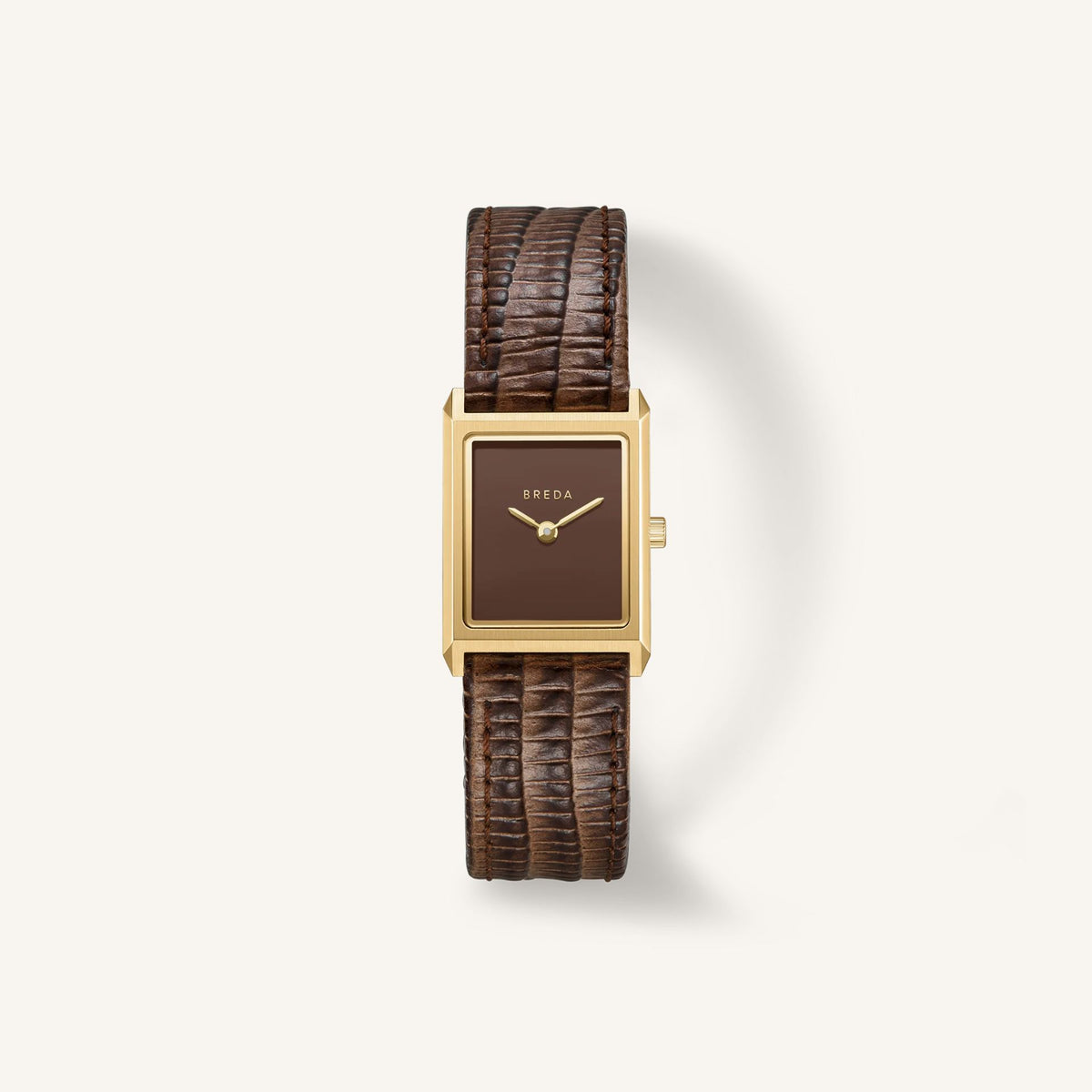 Breda Virgil (Lizard-Embossed) Unisex Watch of Gold/Brown Stainless Steel/Lizard Embossed Leather, 20mm, 1765C