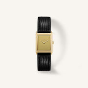Breda Virgil (Lizard-Embossed) Unisex Watch of Gold/Black Stainless Steel/Lizard Embossed Leather, 20mm, 1765D