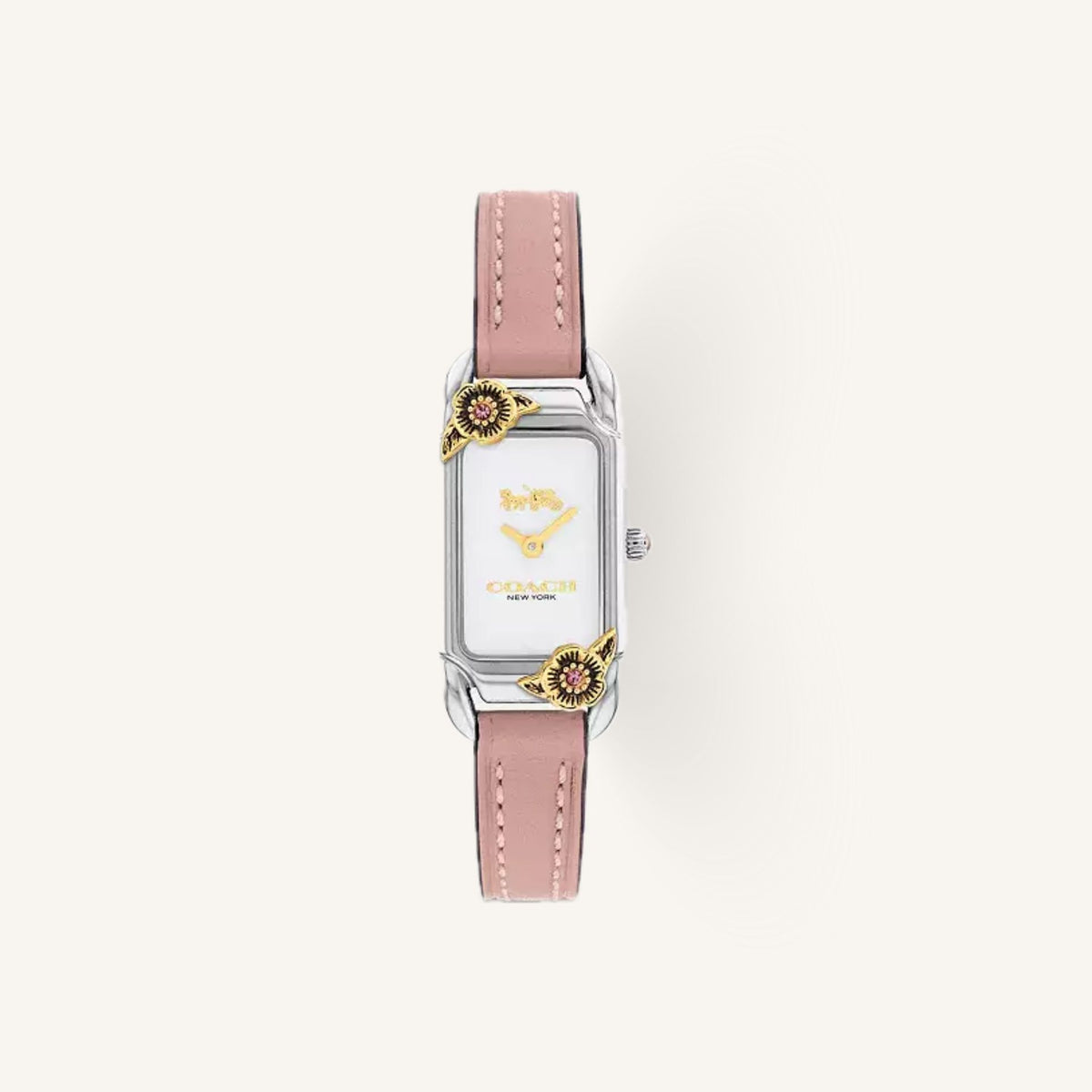 Coach Cadie Small Ladies Watch of Silver Stainless Steel/Leather Strap, 28mm, 14504037