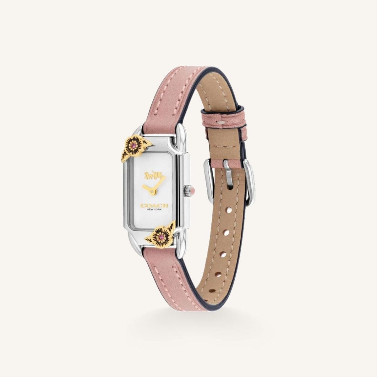 Coach Cadie Small Ladies Watch of Silver Stainless Steel/Leather Strap, 28mm, 14504037