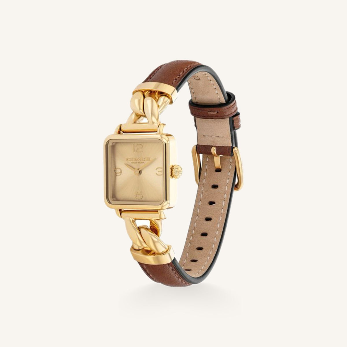 Coach Cass Small Ladies Watch of Gold Stainless Steel/Leather Strap, 22mm, 14504555