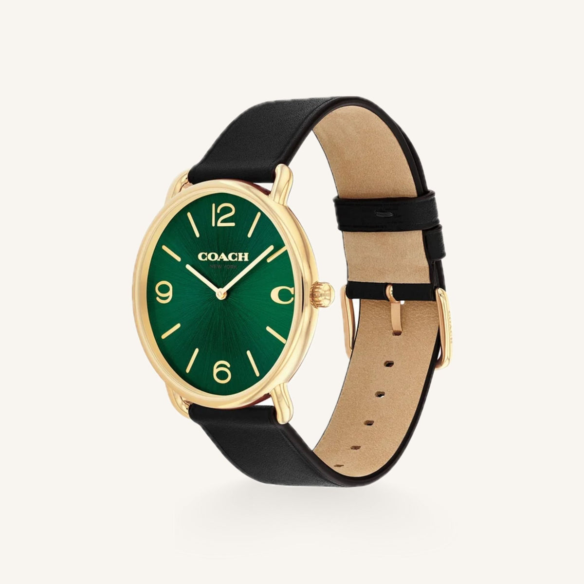 Coach Elliot Mens Watch of Gold Stainless Steel/Leather Strap, 41mm, 14602648