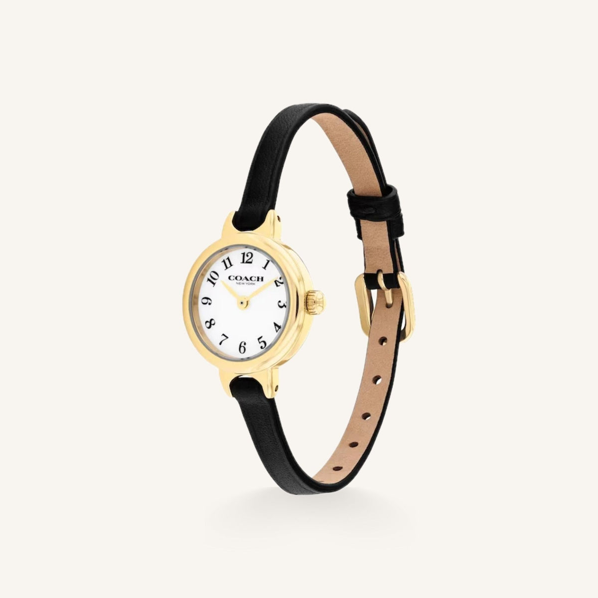 Coach Iris Small Ladies Watch of Gold Stainless Steel/Leather Strap, 22mm, 14504654-T