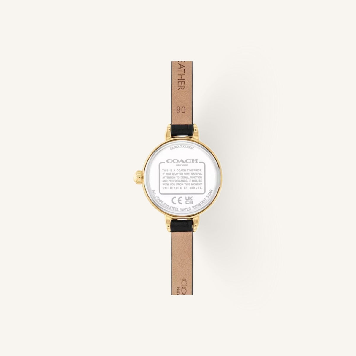 Coach Iris Small Ladies Watch of Gold Stainless Steel/Leather Strap, 22mm, 14504654-T