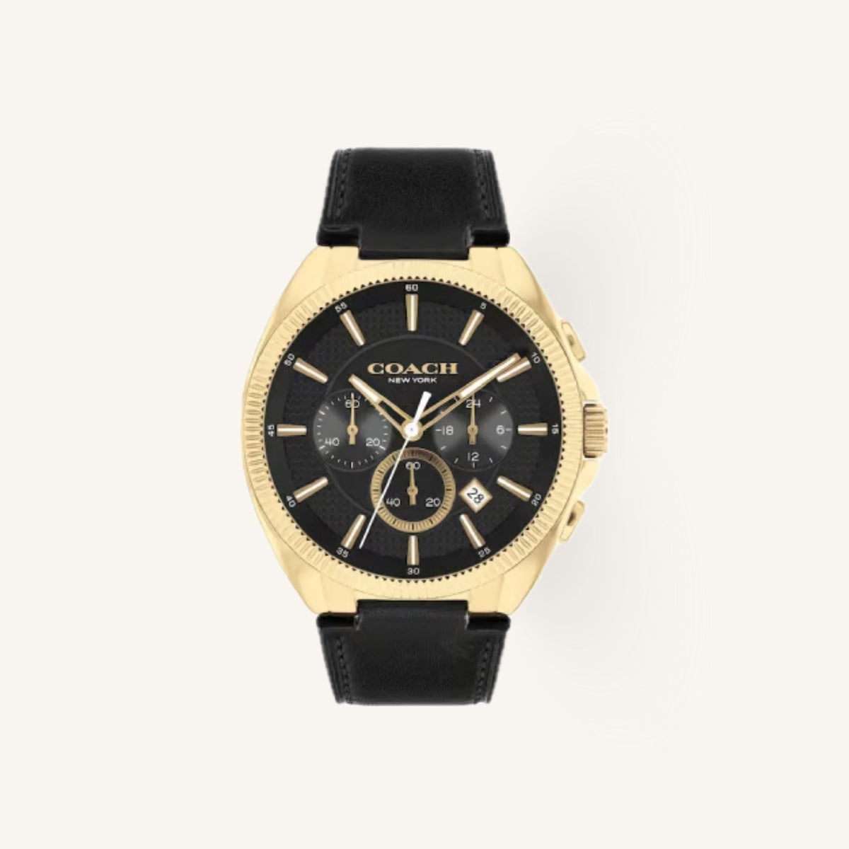 Coach Jackson Mens Watch of Gold Stainless Steel/Leather Strap, 45mm, 14602684