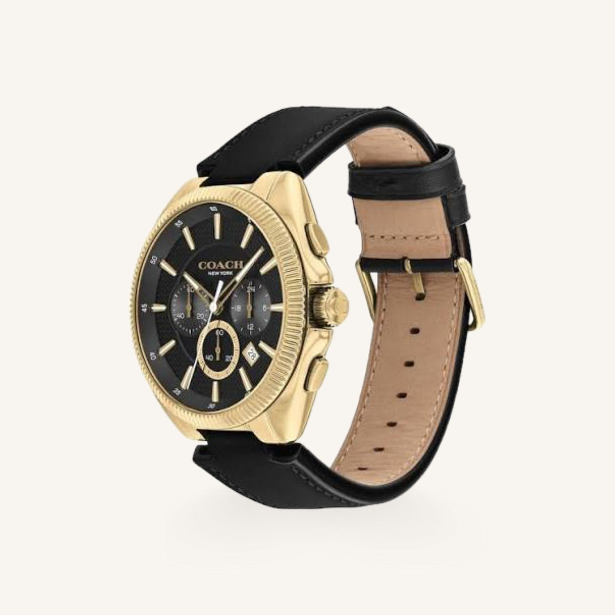 Coach Jackson Mens Watch of Gold Stainless Steel/Leather Strap, 45mm, 14602684