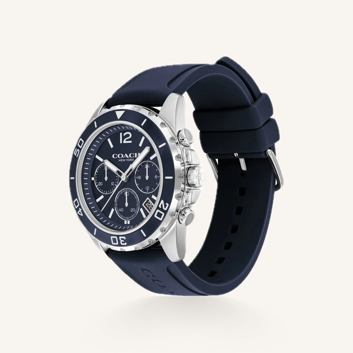Coach Kent Mens Watch of Silver Stainless Steel/Silicone Strap, 44mm, 14602641