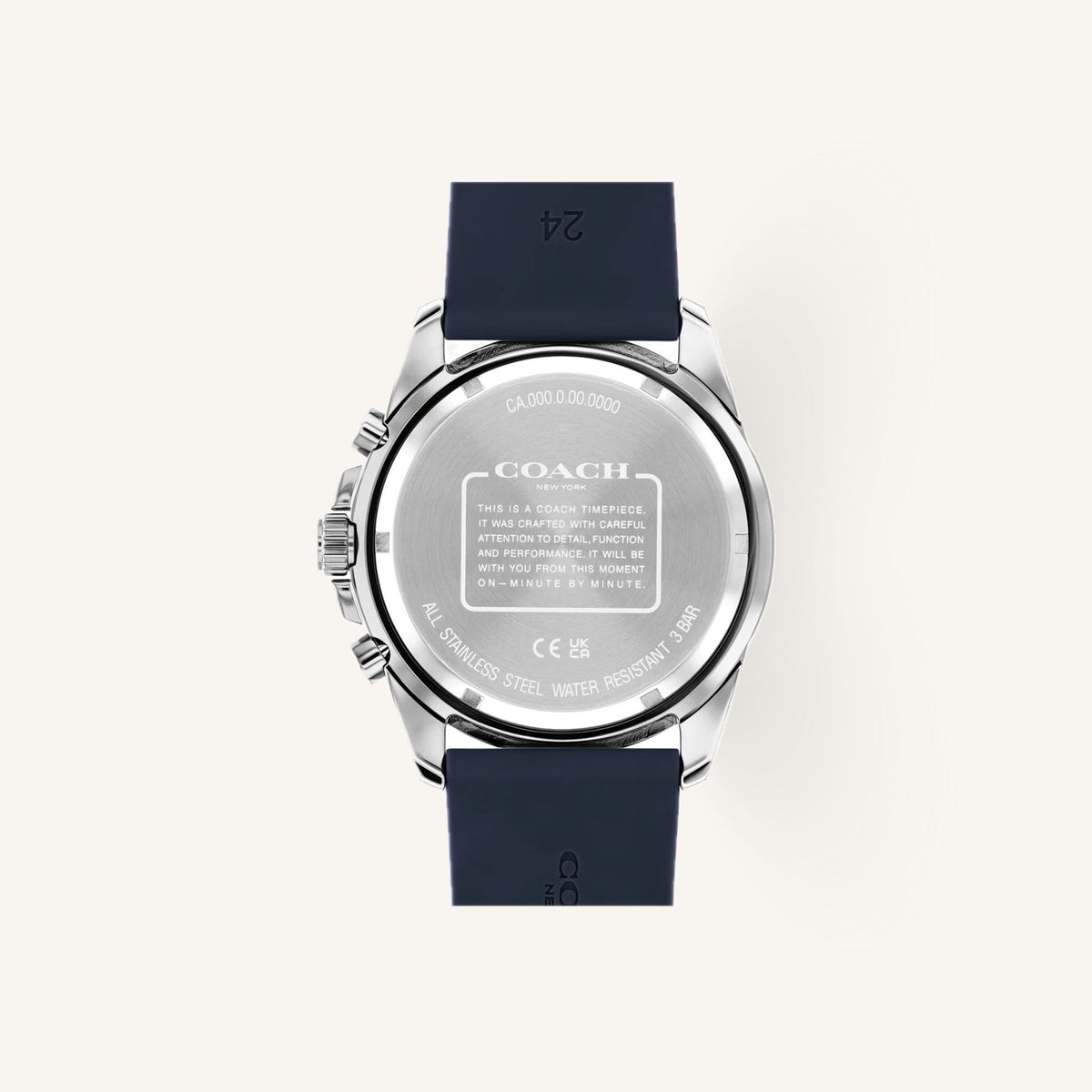 Coach Kent Mens Watch of Silver Stainless Steel/Silicone Strap, 44mm, 14602641