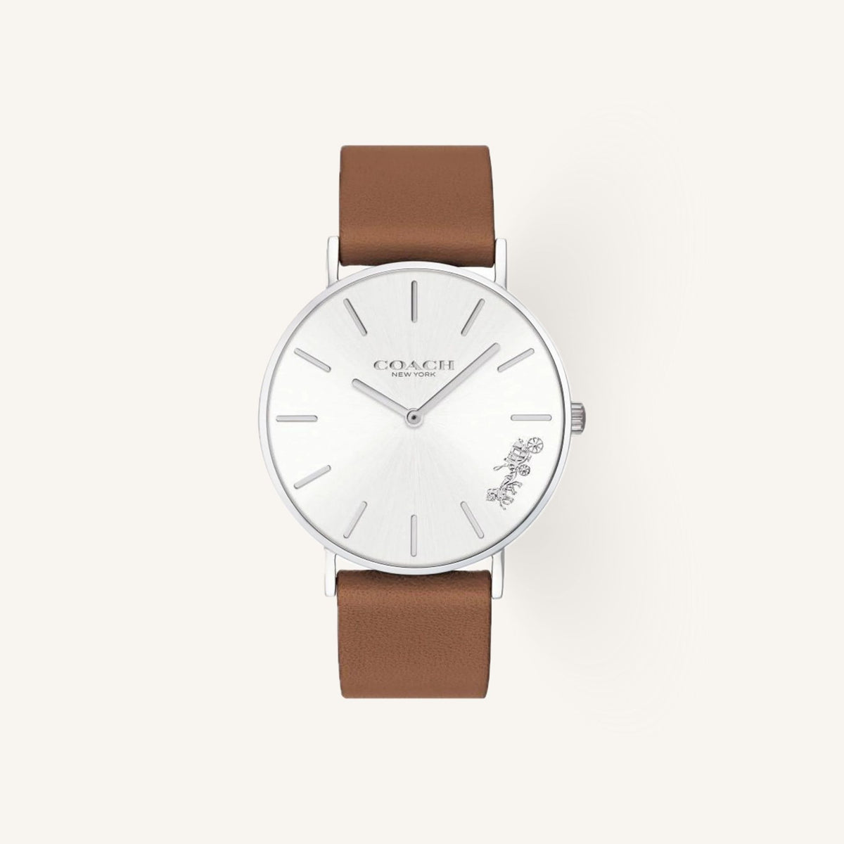 Coach Perry Ladies Watch of Silver Stainless Steel/Leather Strap, 36mm, 14503120