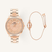 Coach Boyfriend Ladies Watch of Rose Gold Stainless Steel/Bracelet Gift Set, 34mm, 14000087