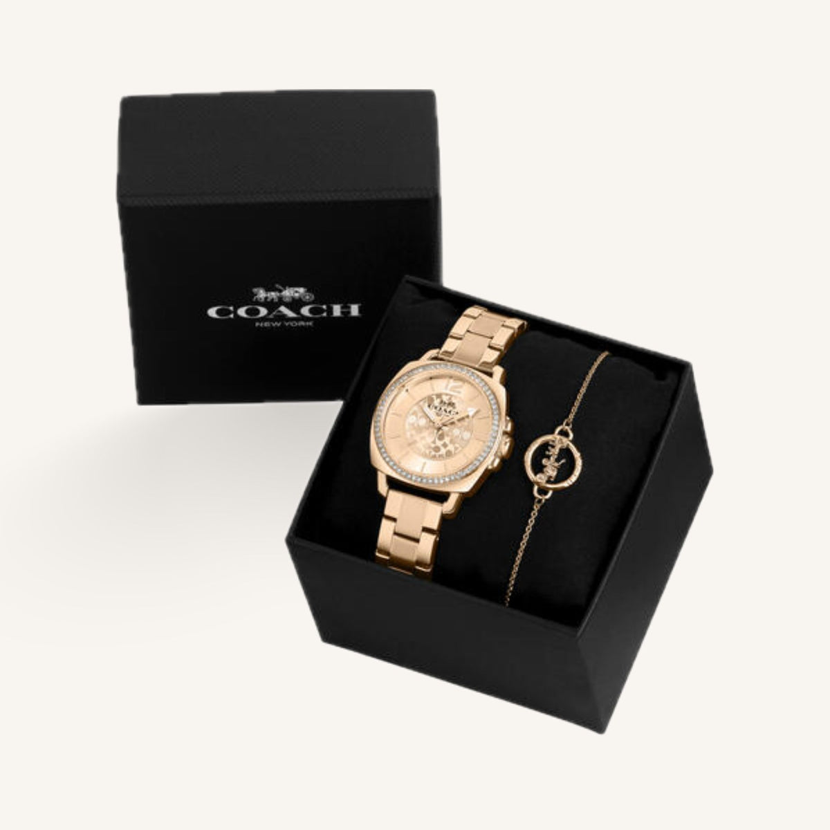 Coach Boyfriend Ladies Watch of Rose Gold Stainless Steel/Bracelet Gift Set, 34mm, 14000087