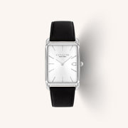 Coach Watch Elliot 14400040 Black Rectangular Leather Strap Watch, 26mm x 32mm
