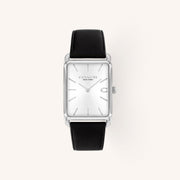 Coach Watch Elliot 14400040 Black Rectangular Leather Strap Watch, 26mm x 32mm