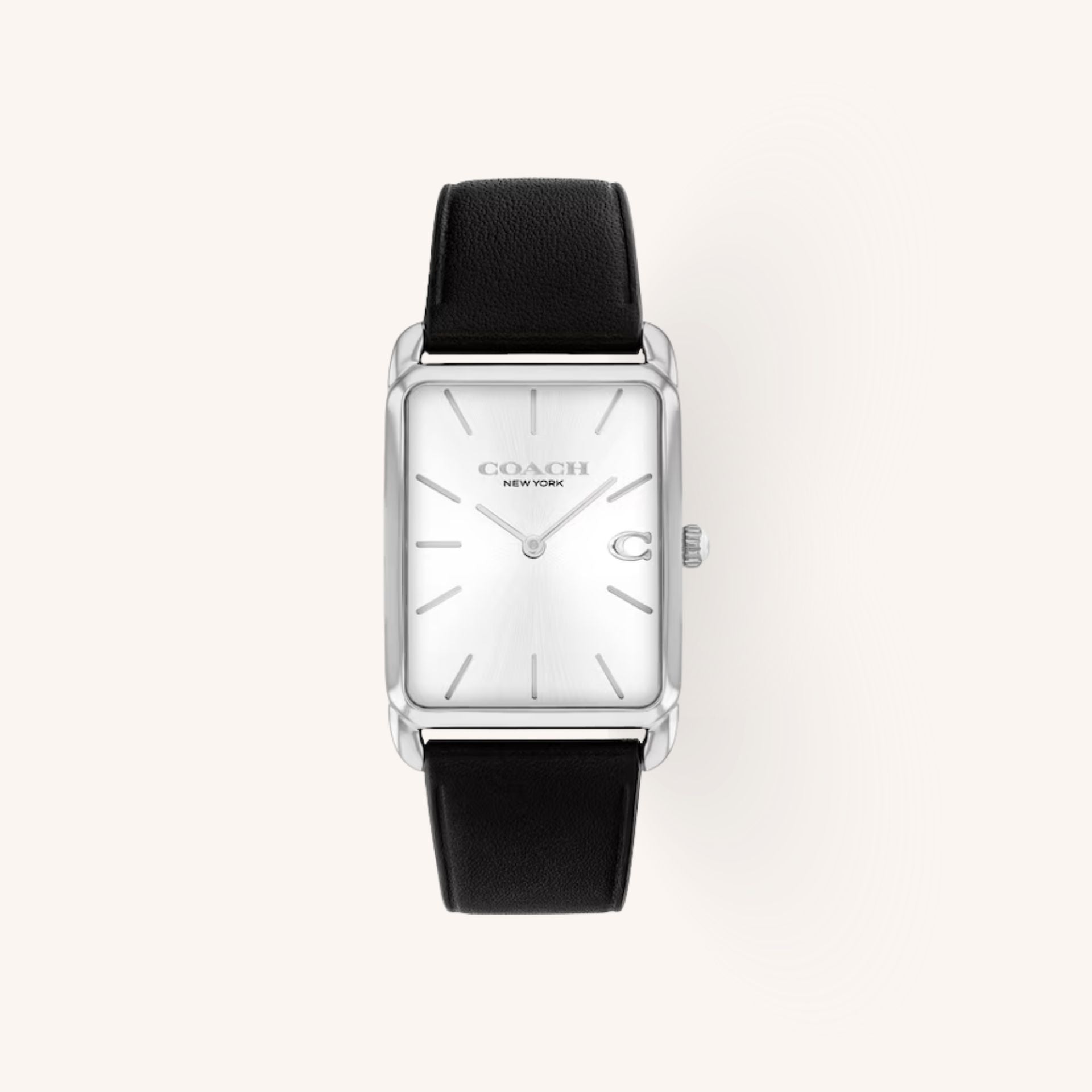 Coach Watch Elliot 14400040 Black Rectangular Leather Strap Watch, 26mm x 32mm