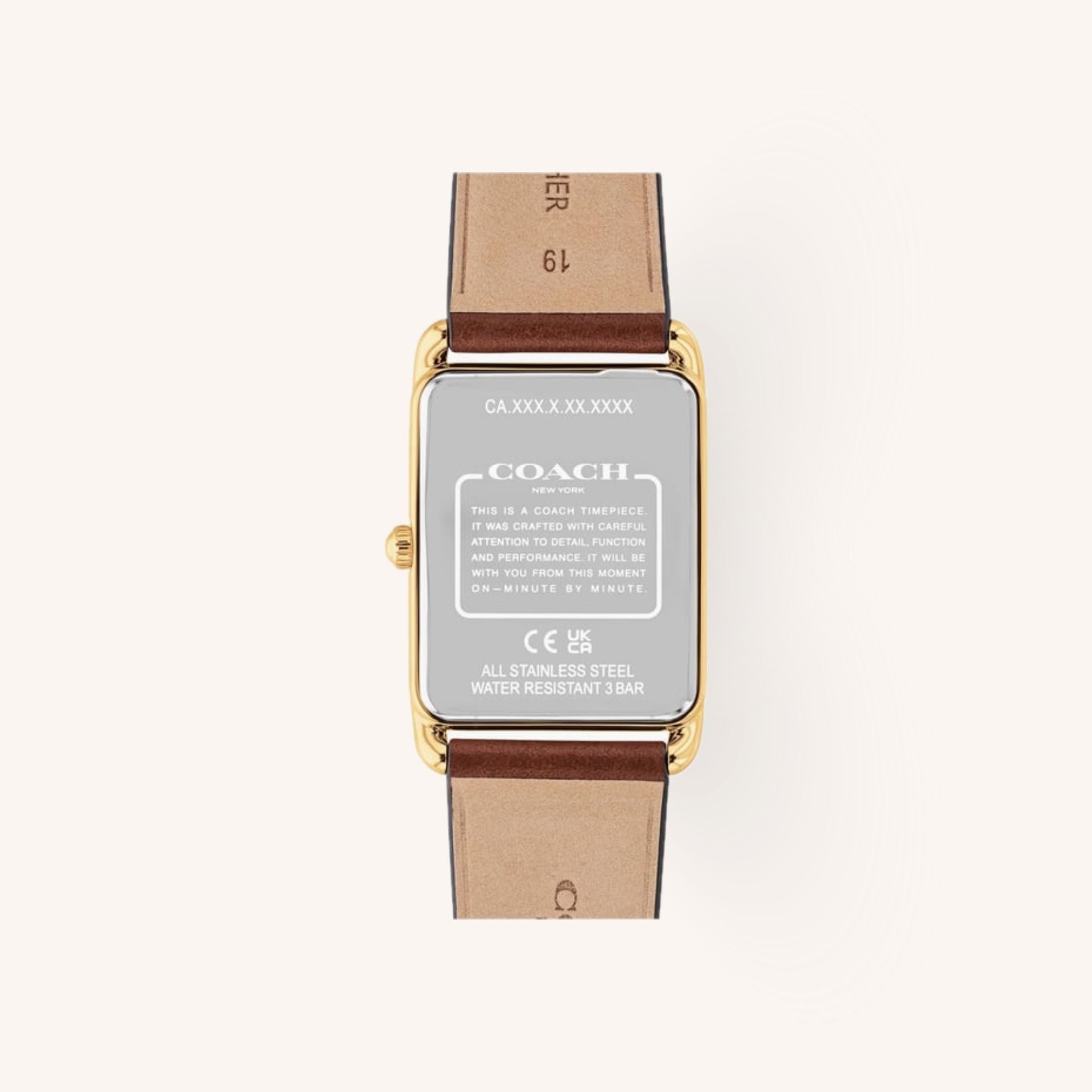 Coach Watch Elliot 14400044 Saddle Rectangular Leather Strap Watch, 26mm x 32mm