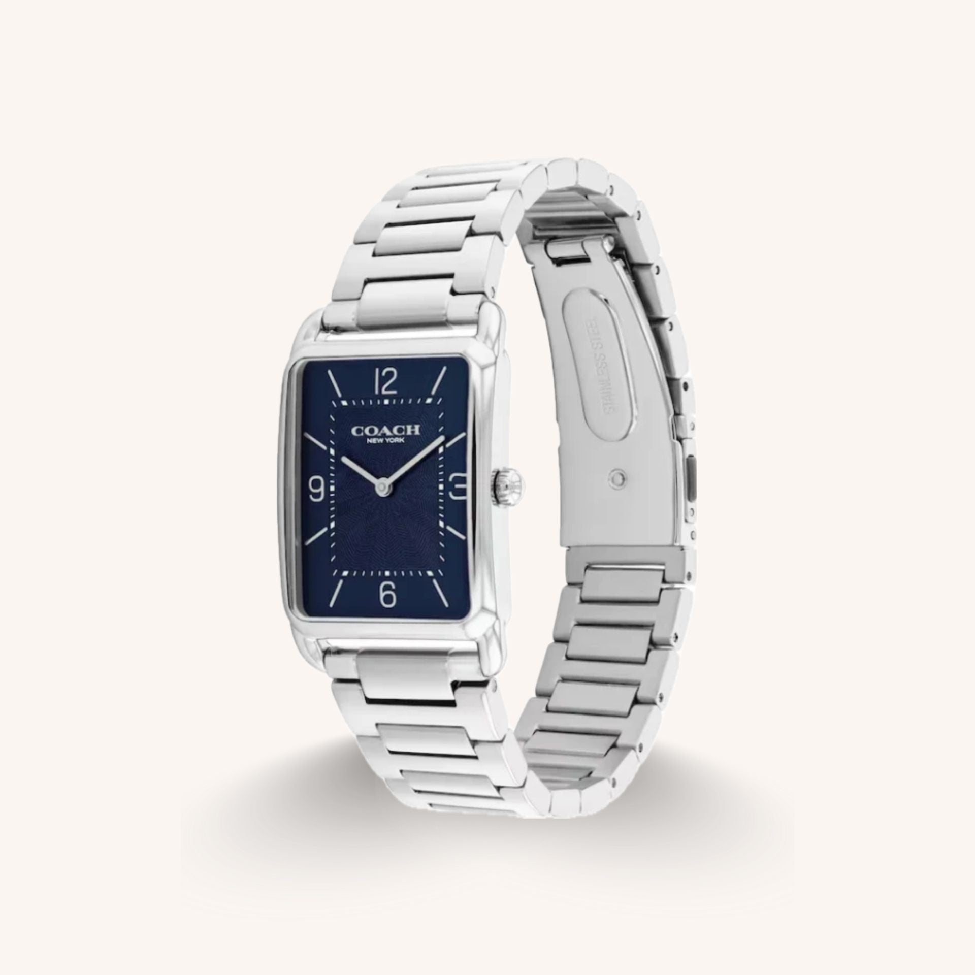 Coach Watch Elliot 14400046-T Blue Rectangular Stainless Steel Bracelet Watch, 26mm x 32mm