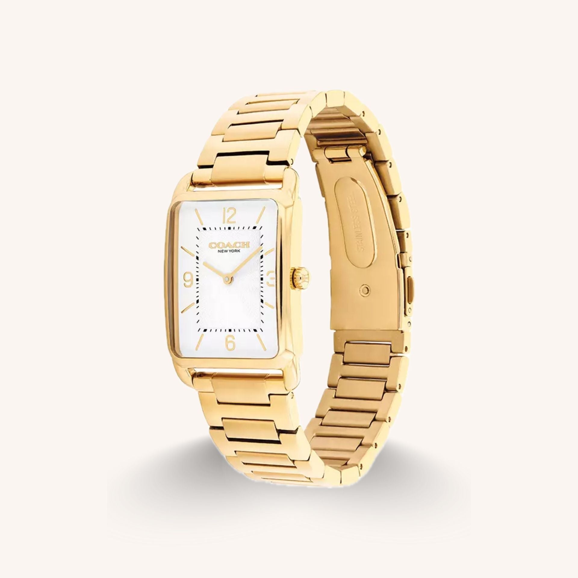 Coach Watch Elliot 14400048 Gold Rectangular Stainless Steel Bracelet Watch, 26mm x 32mm