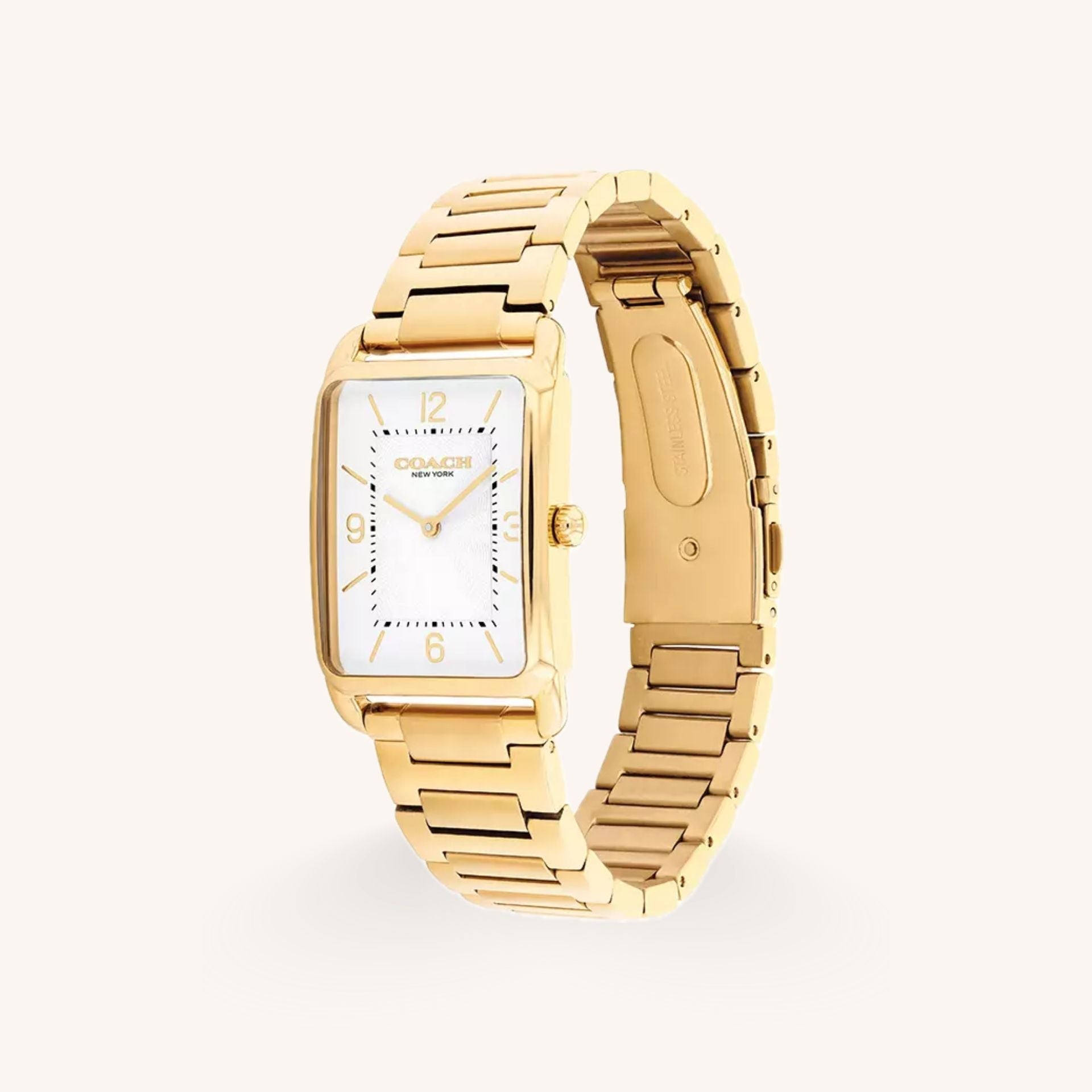 Coach Watch Elliot 14400048 Gold Rectangular Stainless Steel Bracelet Watch, 26mm x 32mm