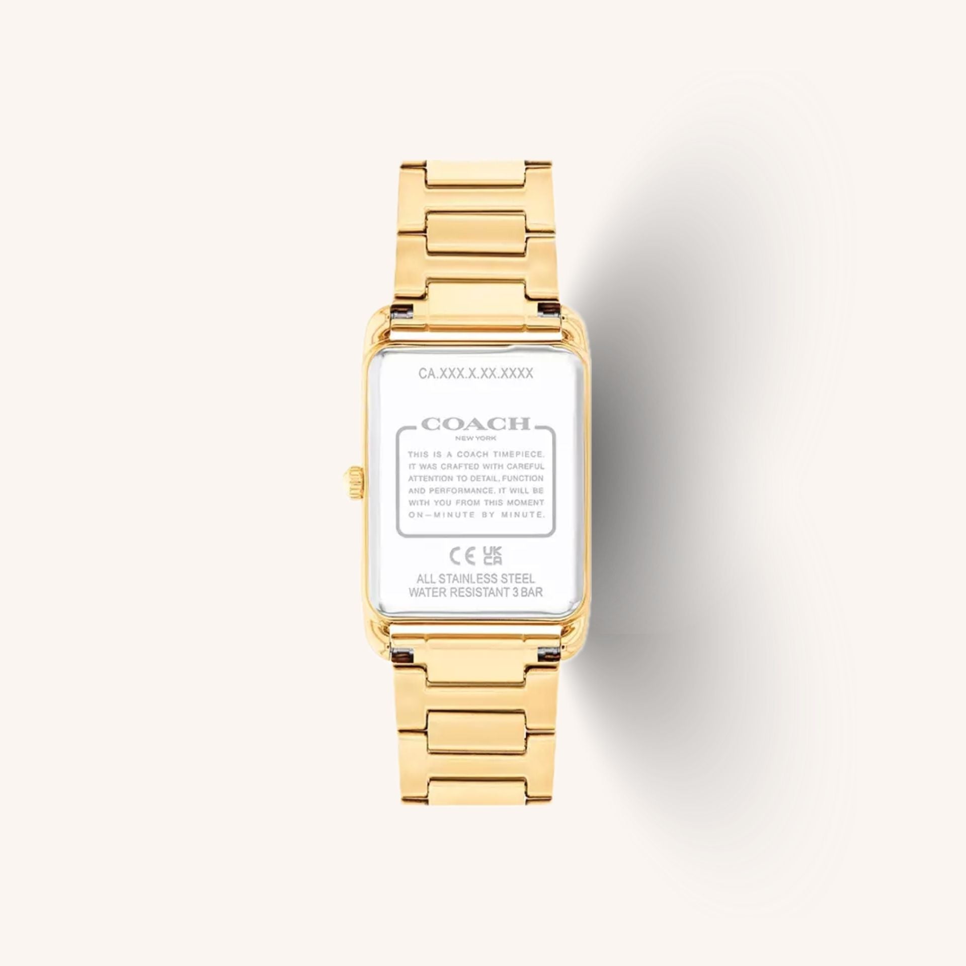 Coach Watch Elliot 14400048 Gold Rectangular Stainless Steel Bracelet Watch, 26mm x 32mm
