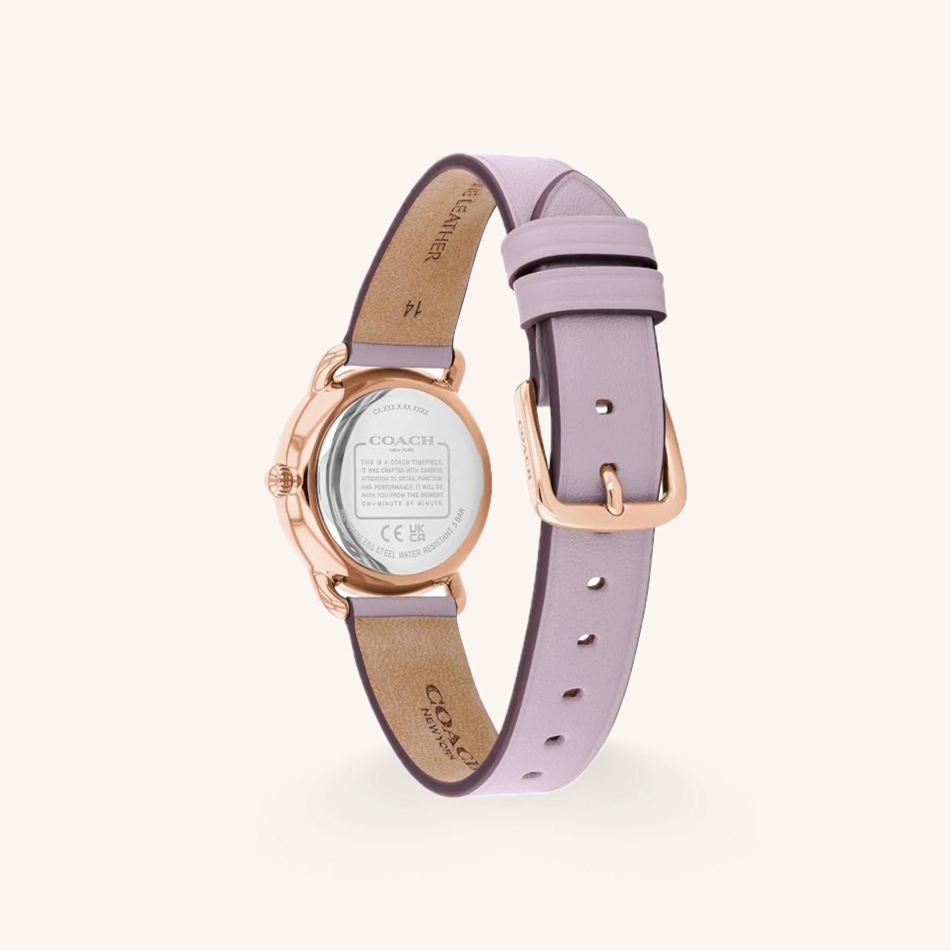 Coach Elliot 14504634 Blush Purple Signature Dial Round Leather Strap Watch, 28mm