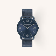 Coach Elliot 14602650 Blue Dial Round Blue Ion-Plated Stainless Steel Mesh Bracelet Watch, 41mm