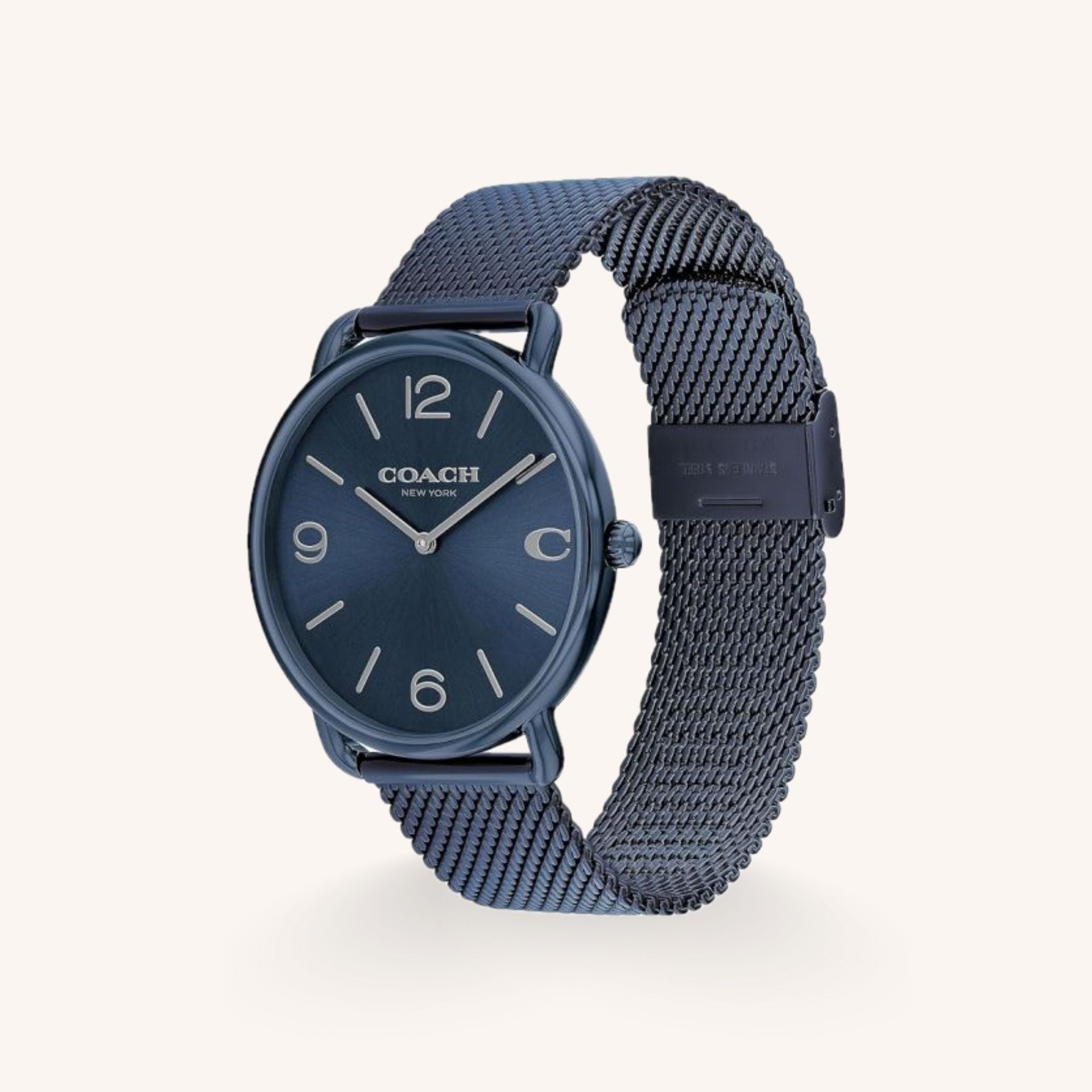 Coach Elliot 14602650 Blue Dial Round Blue Ion-Plated Stainless Steel Mesh Bracelet Watch, 41mm