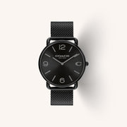 Coach Watch Elliot 14602651 Black Round Stainless Steel Mesh Strap Watch, 41mm