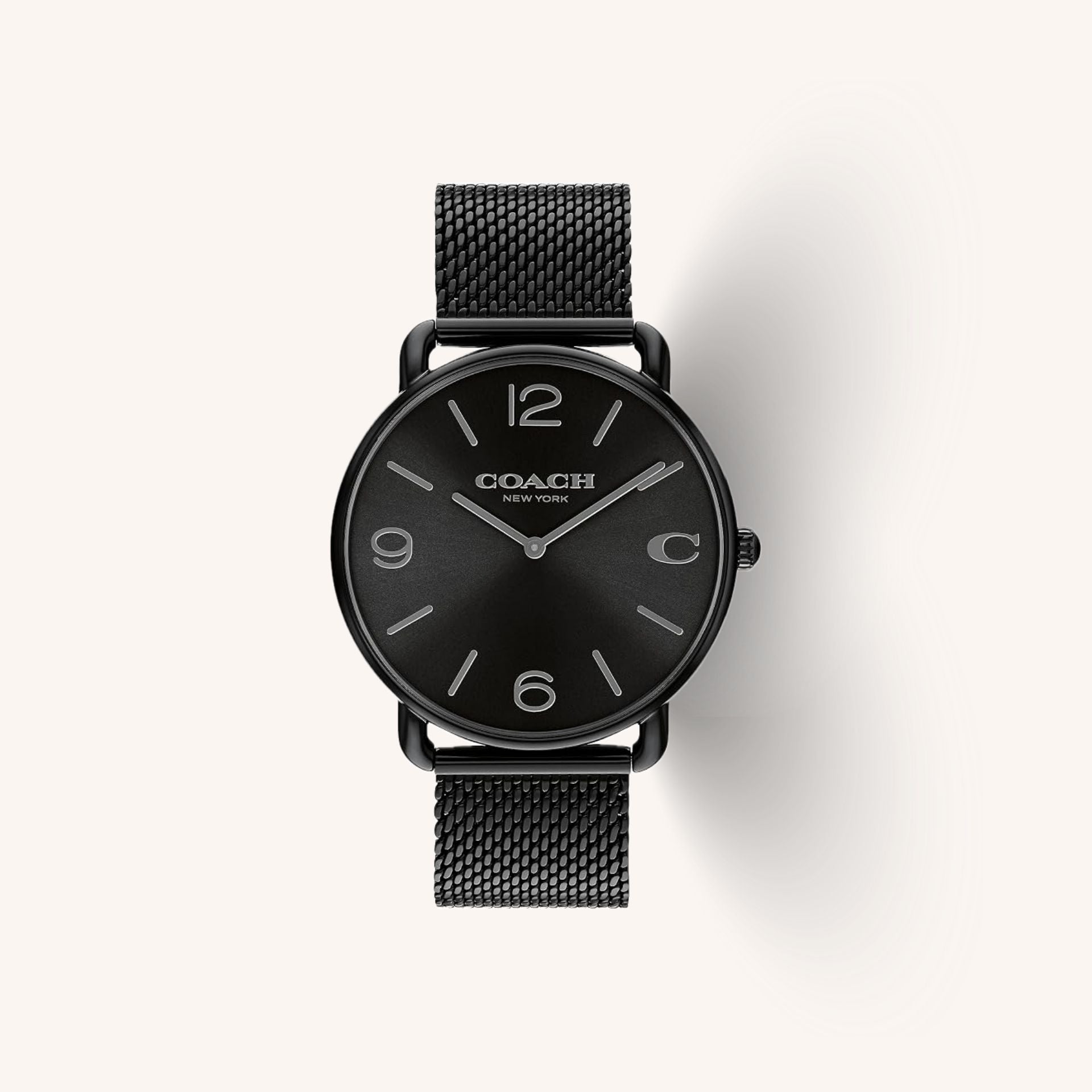 Coach Watch Elliot 14602651 Black Round Stainless Steel Mesh Strap Watch, 41mm
