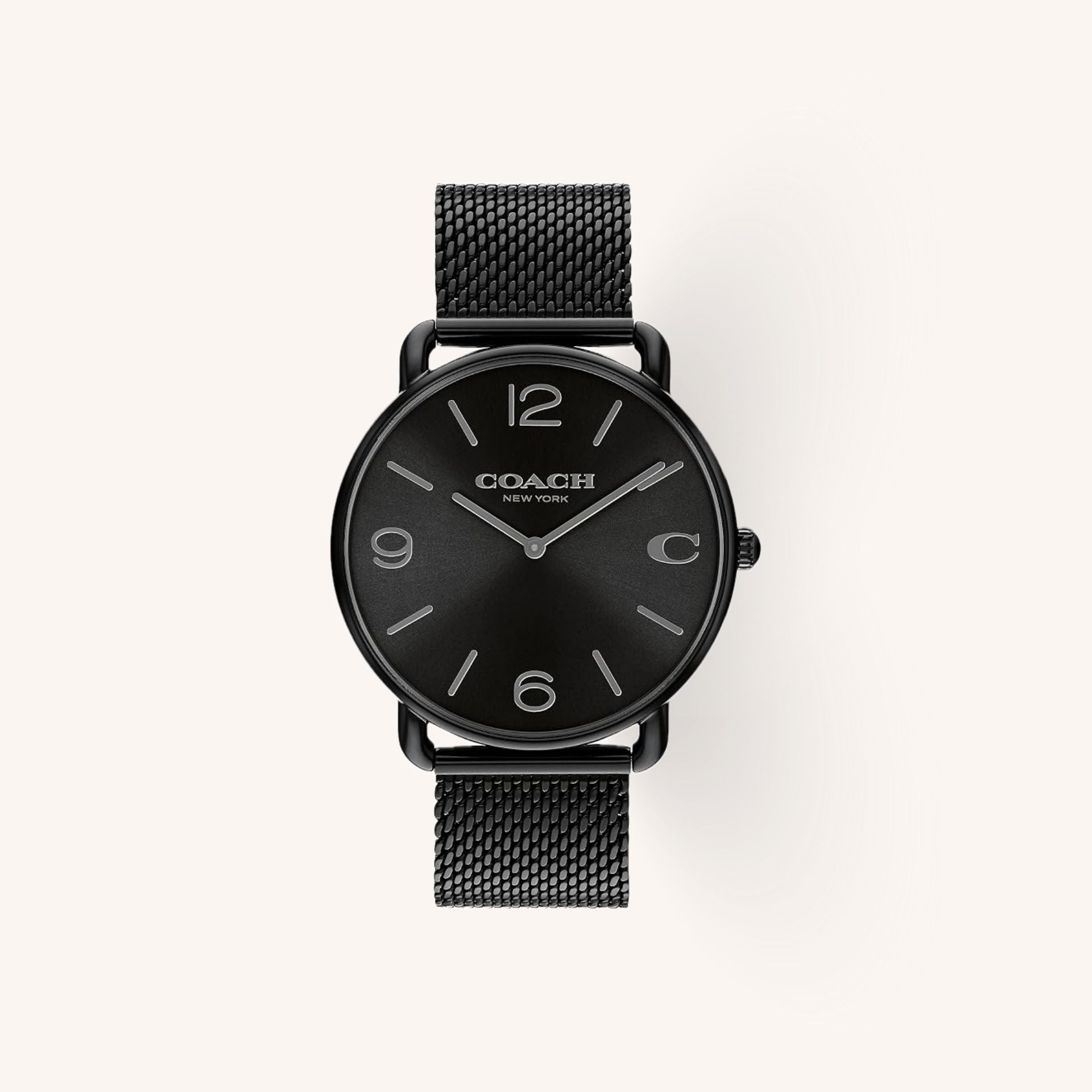 Coach Watch Elliot 14602651 Black Round Stainless Steel Mesh Strap Watch, 41mm