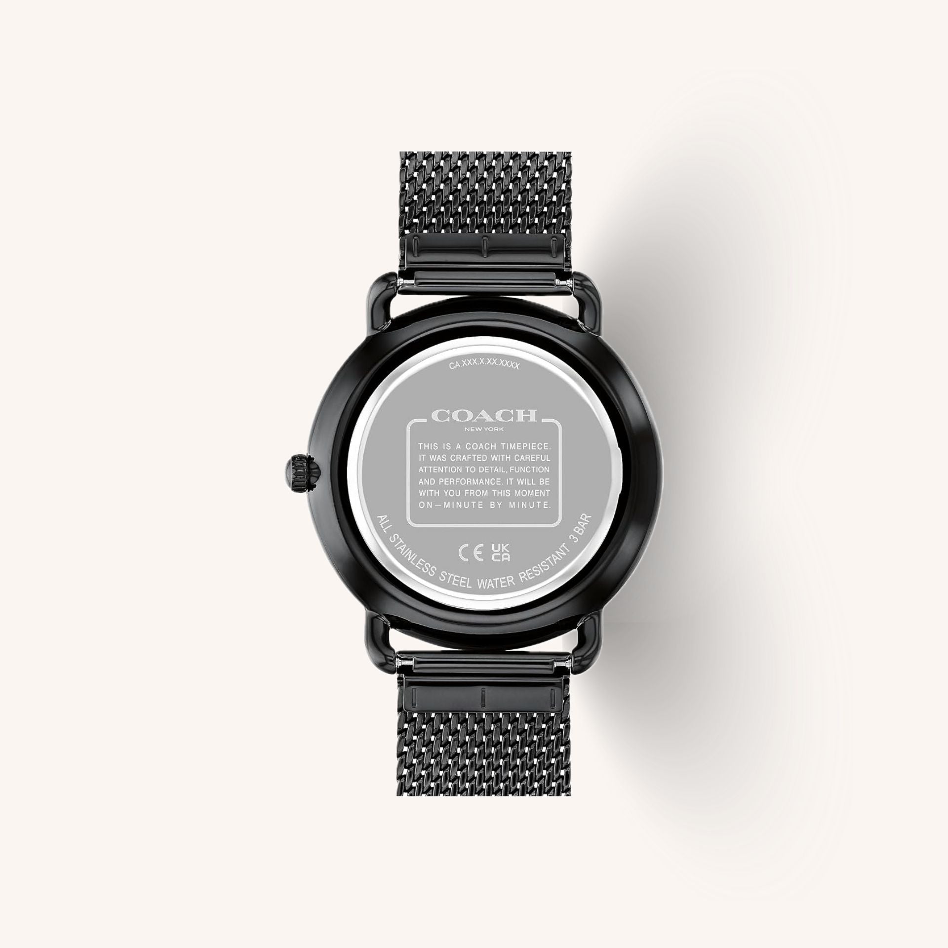 Coach Watch Elliot 14602651 Black Round Stainless Steel Mesh Strap Watch, 41mm