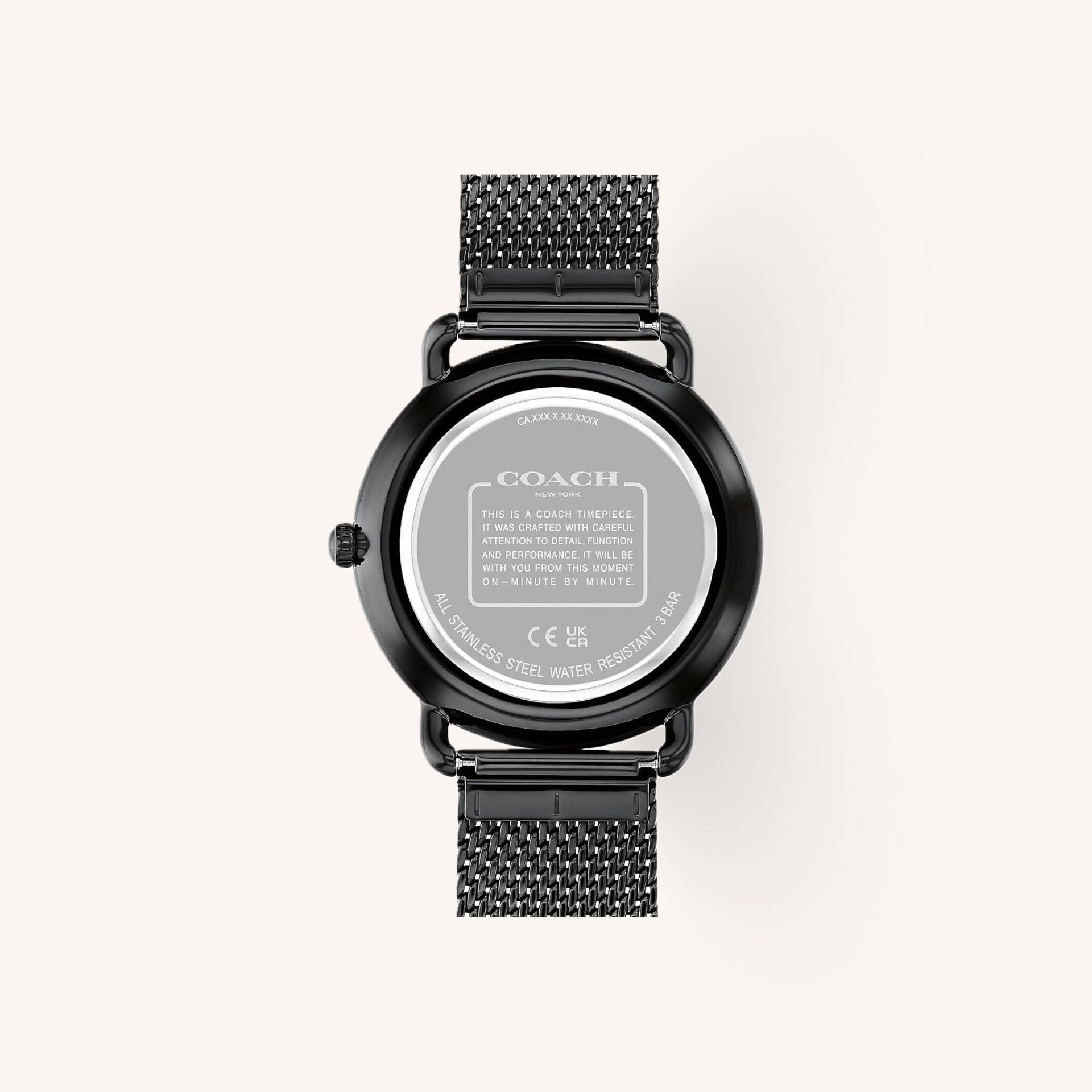 Coach Watch Elliot 14602651 Black Round Stainless Steel Mesh Strap Watch, 41mm