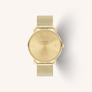 Coach Watch Elliot 14602653 Gold Round Stainless Steel Mesh Strap Watch, 41mm