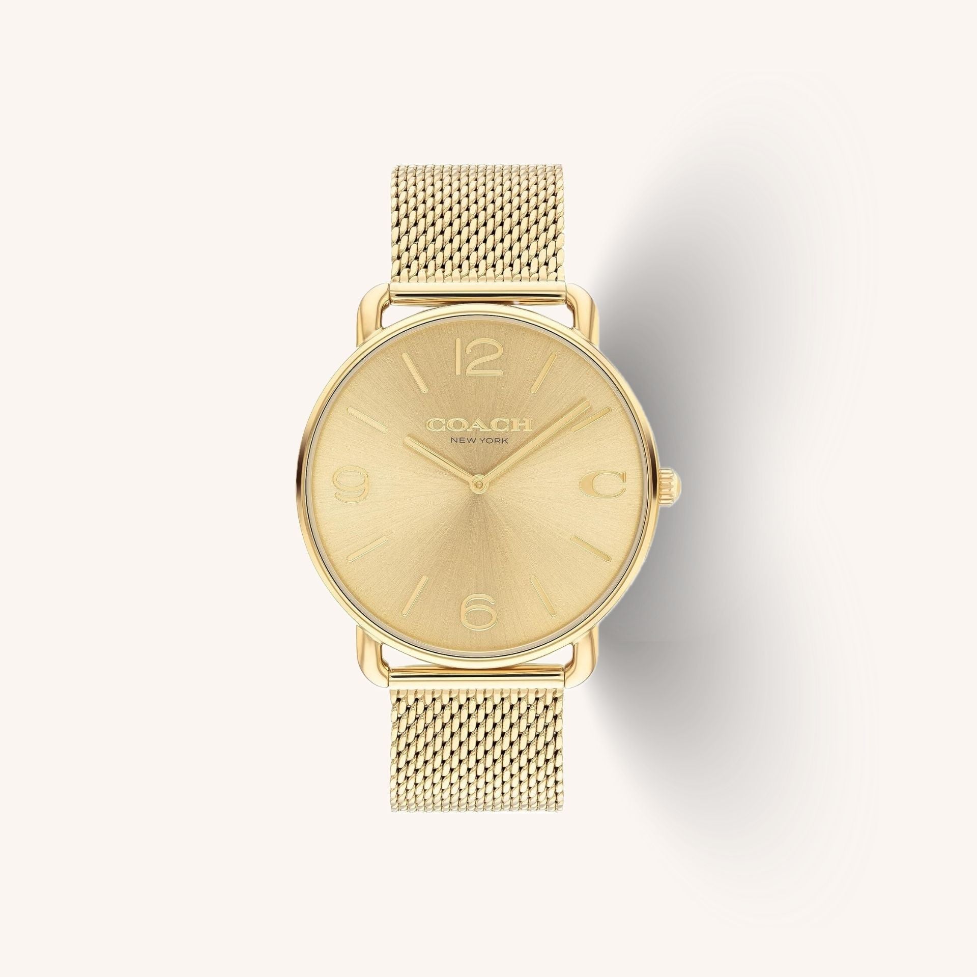 Coach Watch Elliot 14602653 Gold Round Stainless Steel Mesh Strap Watch, 41mm