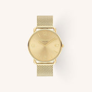 Coach Watch Elliot 14602653 Gold Round Stainless Steel Mesh Strap Watch, 41mm